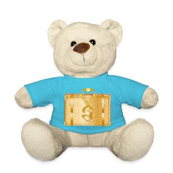 Valise de luxe dorée avec signe dollar - Nounours - bleu outremer - Devant