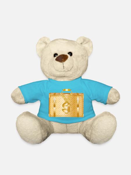 Valise de luxe dorée avec signe dollar - Nounours - bleu outremer