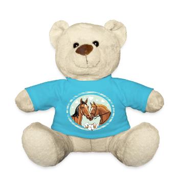 Porträt zweier liebender Pferde - Teddy - Atollblau - Vorne