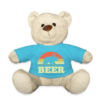 Bär Silhouette Bier Sonnenuntergang Retro - Teddy - Atollblau - Vorne