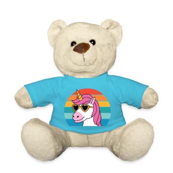 Fabelwesen Märchen Pferd Fantasie Buntes Einhorn - Teddy - Atollblau - Vorne