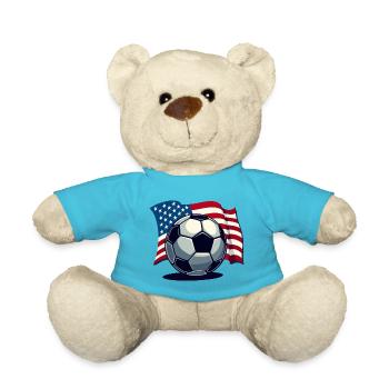 WM USA Fussball Fußballer Amerika Flagge - Teddy - Atollblau - Vorne