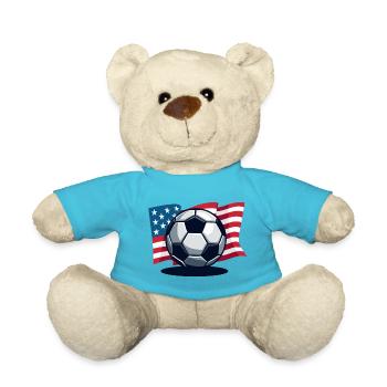 WM USA Fussball Fußballer Amerika Flagge - Teddy - Atollblau - Vorne