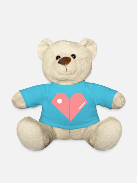 Broken Pink Heart – Abstract Shape - Teddy Bear - atoll blue
