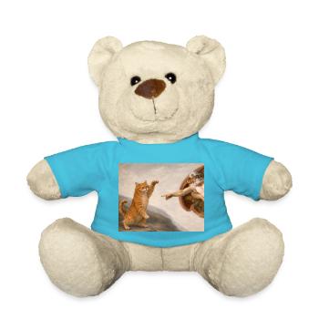 Mème de création du Dieu Chat parodie drôle de Michel-Ange - Nounours - bleu outremer - Devant