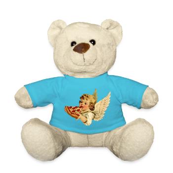 Pizza Cherub – Angel with Pepperoni - Teddy Bear - atoll blue - Front