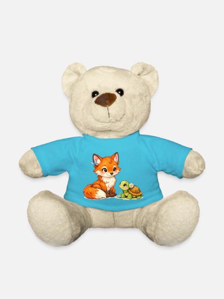 Fuchs und eine niedliche Schildkröte - Teddy - Atollblau