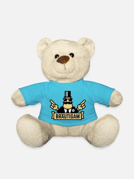Bräutigam Handzeichen (Polterabend / JGA / 3C) - Teddy - Atollblau
