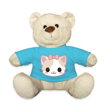Chat kawaii manga visage mignon - Nounours - bleu outremer - Devant
