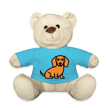 Dackel Hund Braun Comic - Teddy - Atollblau - Vorne