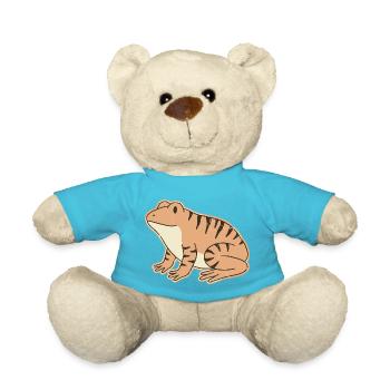 Orangefarbene Kröte mit Retro-Streifen, getigerten Streifen - Teddy - Atollblau - Vorne