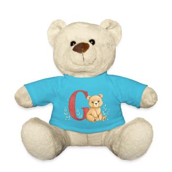 Aquarell Bär mit Buchstabe G - Teddy - Atollblau - Vorne
