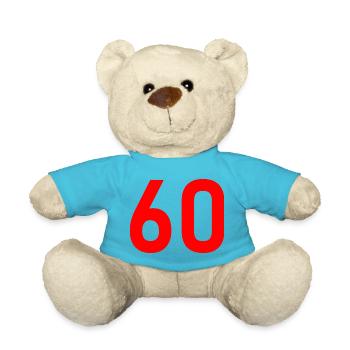 60. 60 ANS. 60e ANNIVERSAIRE. ANNIVERSAIRE 60 ANS. - Nounours - bleu outremer - Devant