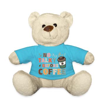No Talky Before Coffee Funny Tee Sarcastic T-Shirt - Teddy - Atollblau - Vorne