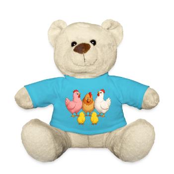 Hühner mit Kücken - Teddy - Atollblau - Vorne