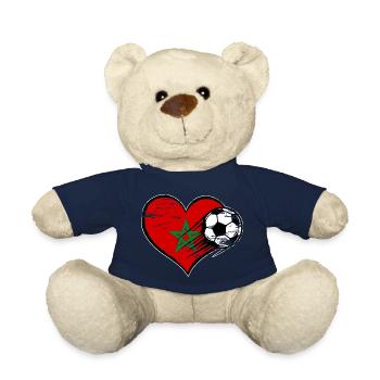 Morocco flag football with heart used - Teddy Bear - french navy - Front