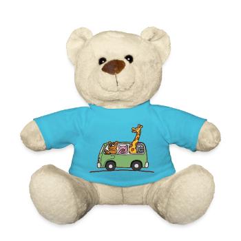 Tier Zoo Bus Kinder T Shirt - Teddy - Atollblau - Vorne
