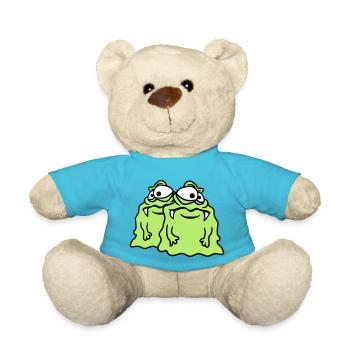 Team 2 friends couple glibber slime disgusting slime - Teddy Bear - atoll blue - Front