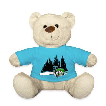 Dein Forstbetrieb - Motorsäge & Wald (Grün) - Teddy - Atollblau - Vorne