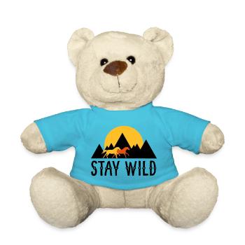 STAY WILD - Pferde vor Bergen und Sonnenuntergang - Teddy - Atollblau - Vorne