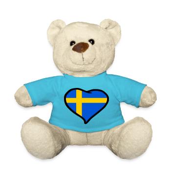 Drapeau du cœur de la Suède - Nounours - bleu outremer - Devant