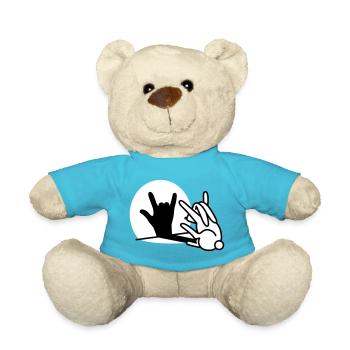 Kaninchen Schatten Hand ROCK Musik HARD ROCK Fan - Teddy - Atollblau - Vorne