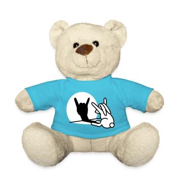 Kaninche Schatten Hand ROCK Musik HARD ROCK Fan - Teddy - Atollblau - Vorne