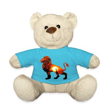 Majestic Lion - Animal Drawing - Teddy Bear - atoll blue - Front