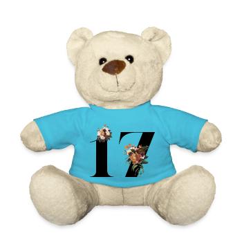 17th Anniversary Flowers (Gift of 17 years) - Teddy Bear - atoll blue - Front