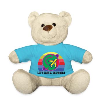 Parcourons le monde. Avion, tour du monde - Nounours - bleu outremer - Devant