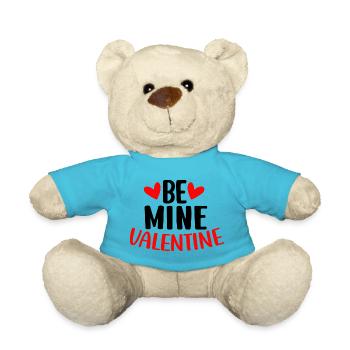 Be Mine Valentine Hearts - Teddy Bear - atoll blue - Front