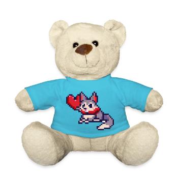 Pixelart Cat with Heart - Teddy - Atollblau - Vorne