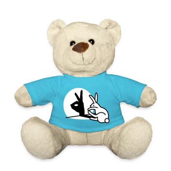 Lustiges Kaninchen Hand Schatten Puppen Humor Pop Art - Teddy - Atollblau - Vorne