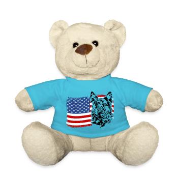 Hungarian Mudi America Flag Dogs Dog Wilsigns - Teddy Bear - atoll blue - Front