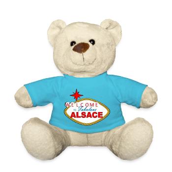 Elsass Accessoire T-Shirt: Willkommen im Elsass - Teddy - Atollblau - Vorne
