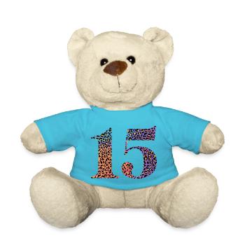 Leopard zum 15. Geburtstag - Teddy - Atollblau - Vorne