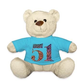 51st Birthday Leopard - Teddy Bear - atoll blue - Front