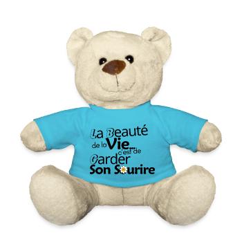 "La beauté de la vie c'est de garder son sourire" - Nounours - bleu outremer - Devant