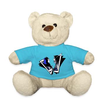 Kiss My Ace Poker Game Card Game Casino Skull 3D - Teddy Bear - atoll blue - Front