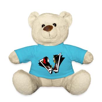 Kiss My Ace Poker Game Card Game Casino Skull 3D - Teddy Bear - atoll blue - Front
