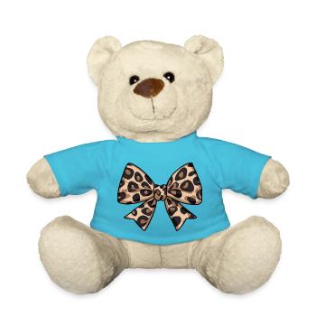 LARGE BOW WITH LEOPARD TREND - Teddy Bear - atoll blue - Front