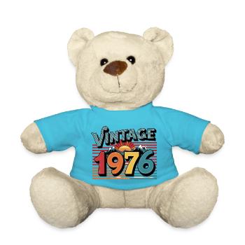 Vintage 1976 47 Year Old Birthday Gift Man Fe - Teddy Bear - atoll blue - Front