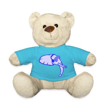 Cooler DJ Elefant Musik Spaß Club Party Tier Kopf - Teddy - Atollblau - Vorne
