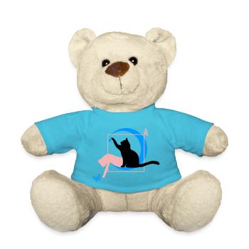 The cat Leonardo Da Vinci style with heart - Teddy Bear - atoll blue - Front