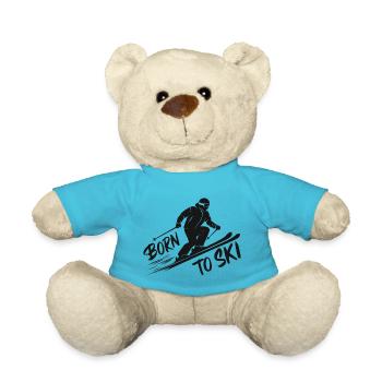 Born To Ski Skifahrer Skifahren Wintersport - Teddy - Atollblau - Vorne