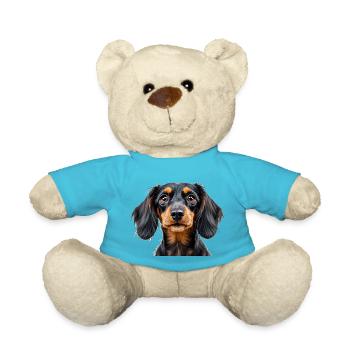 Dachshund dog portrait loyal pets animals snout - Teddy - Atollblau - Vorne