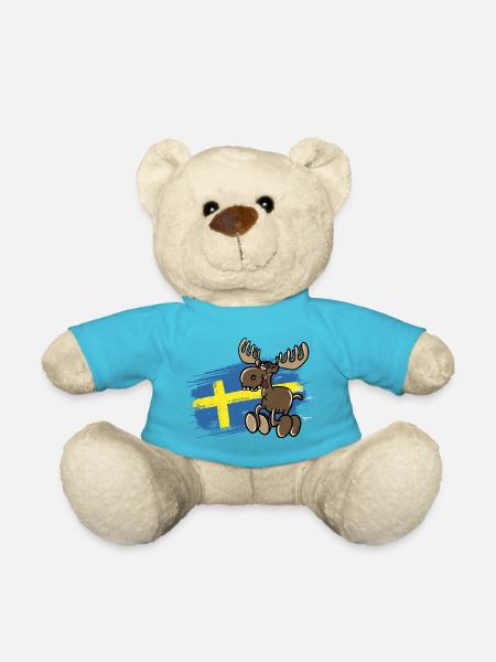 Schweden - Elch - Flagge - Teddy - Atollblau