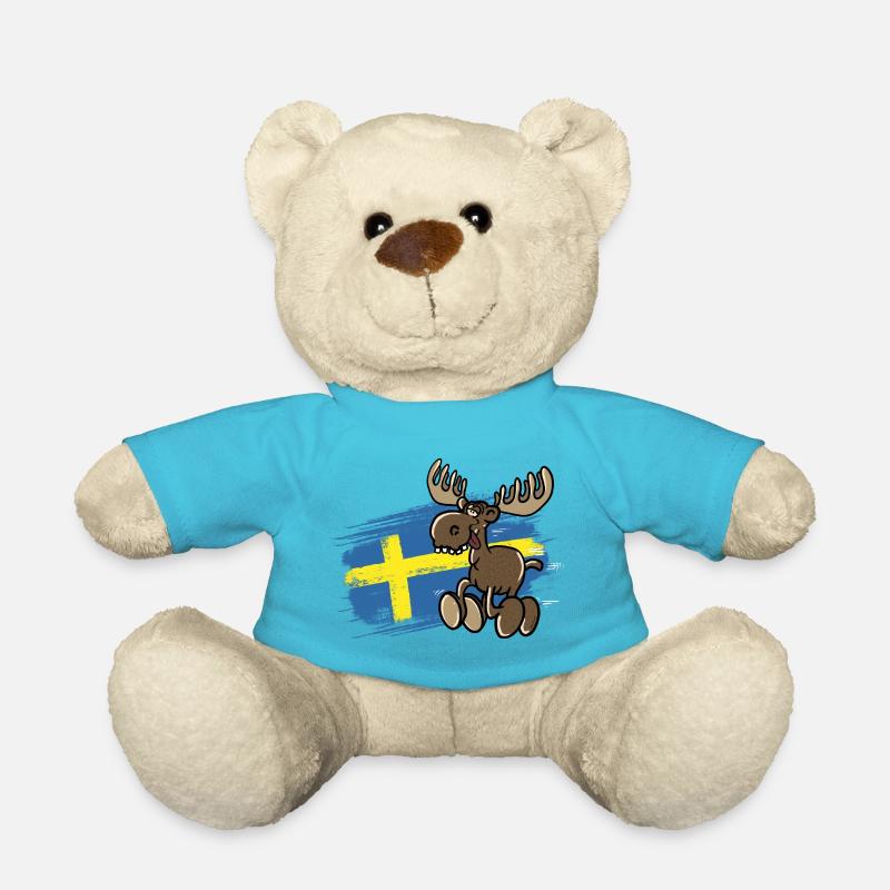 Schweden - Elch - Flagge - Teddy - Atollblau