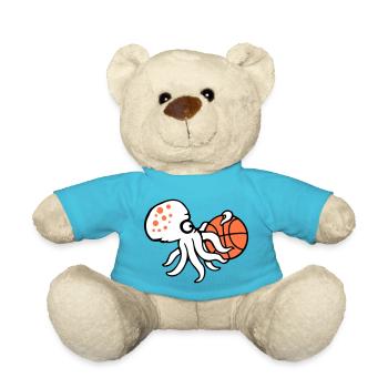 Octopus basket-ball jouant au ballon tenant le passe-temps sportif - Nounours - bleu outremer - Devant