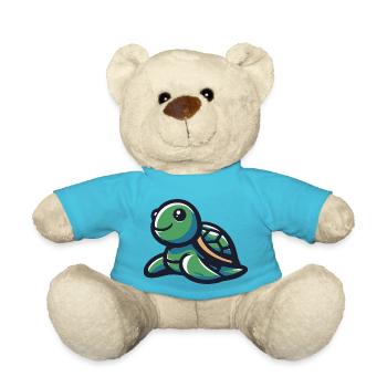 Cute Smiling Turtle - Teddy Bear - atoll blue - Front